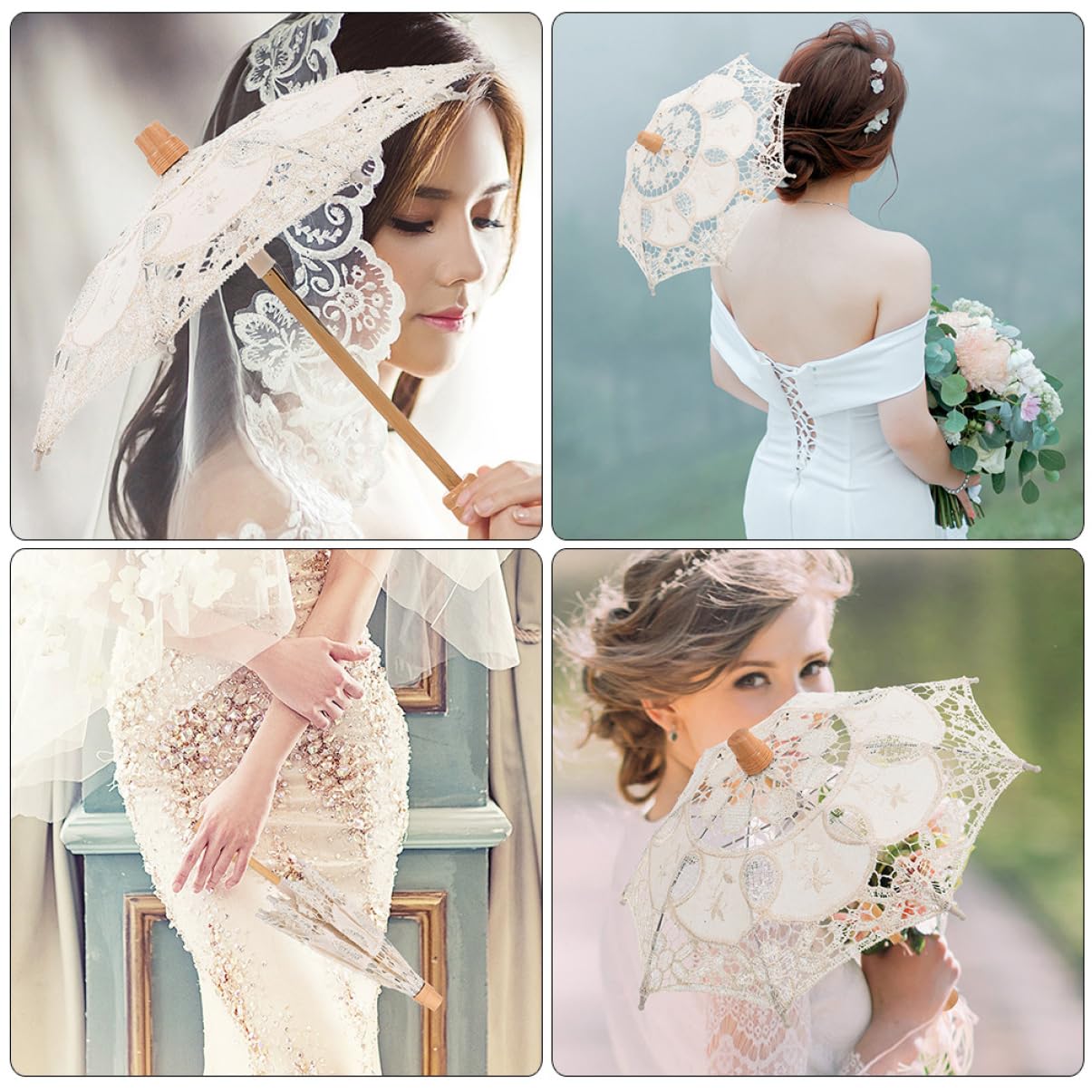 CALLARON 3stücke Hochzeits-regenschirm Aus Spitze Mit Stickerei Eleganter Brautschirm Für Fotoshootings Leicht Und Tragbar Romantisches Hochzeitszubehör Für Stilvolle Hochzeiten