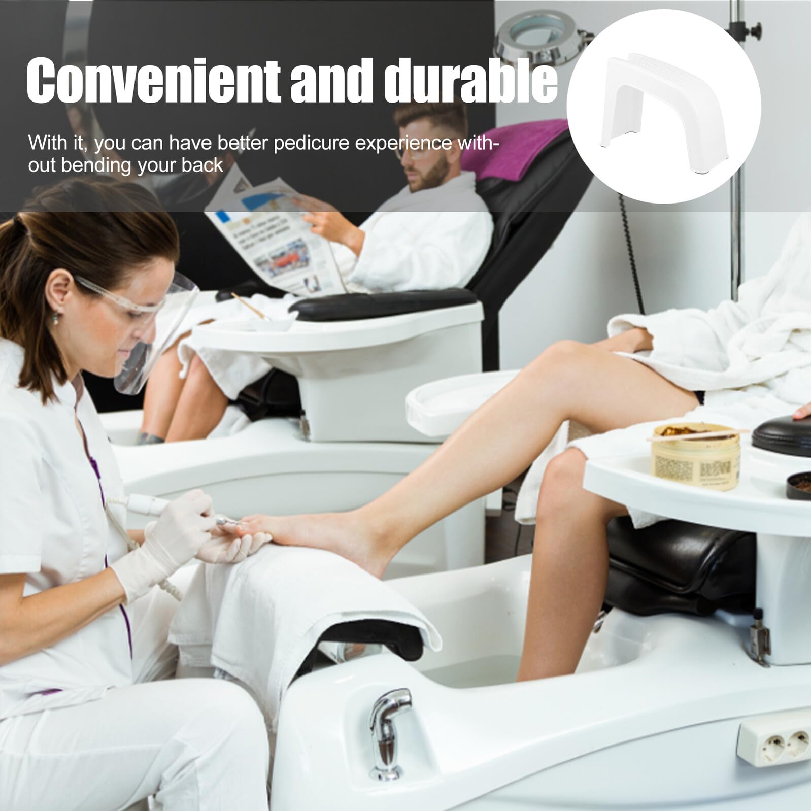 Cabilock Taburete para Pedicura y Ducha Reposapiés Pequeño Plástico Beige Antideslizante para Casa Soporte Pies Salón Cuidado Personal