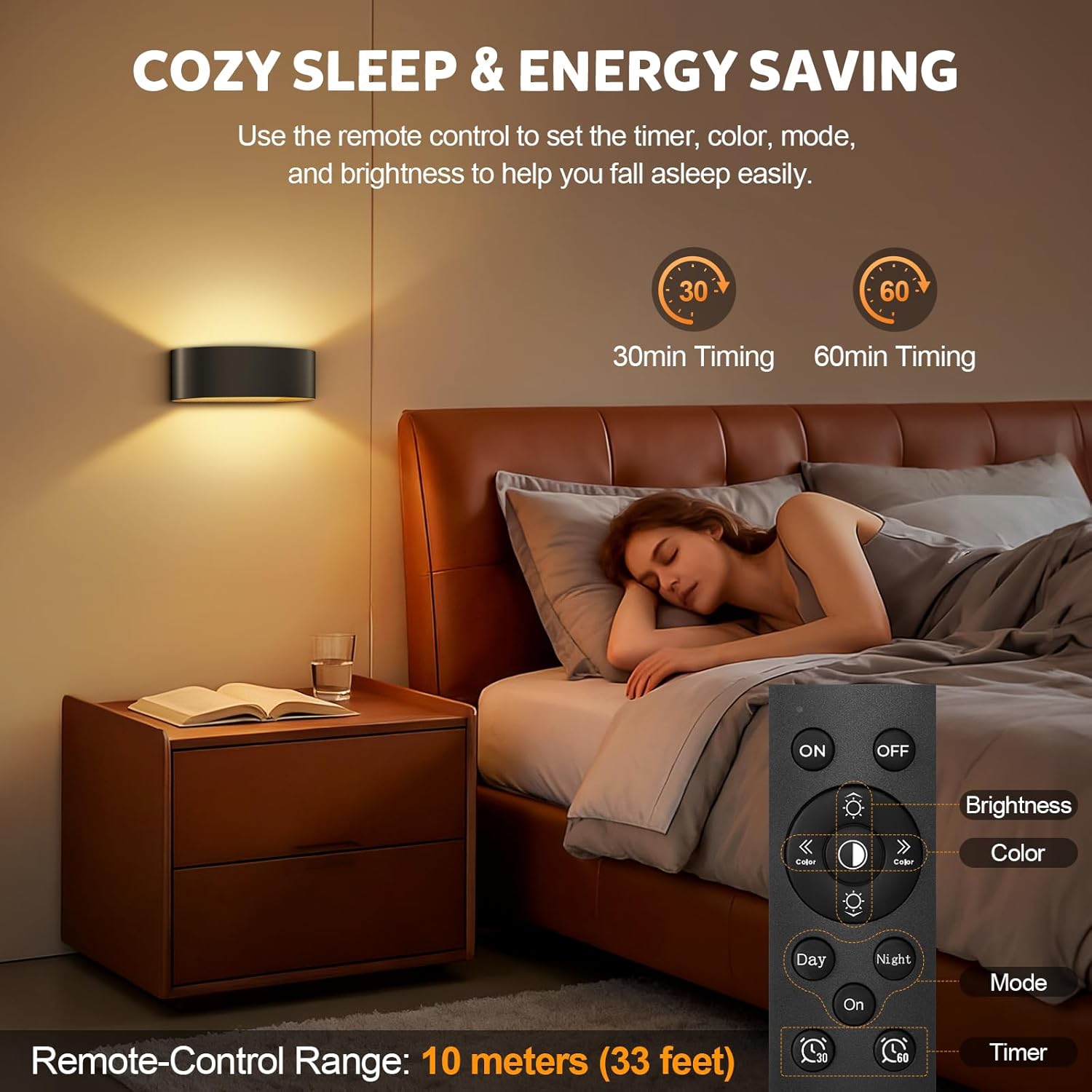 Motion Sensor Wall Sconces Set of 4, Rechargeable 5000mAh Battery Operated Wall Light with Remote Control 3 Colors Temperatures & Dimmable 15 RGB Colors Up and Down Wireless Wall Mount Light