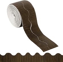 Copbopwn 15M/Rolls Corrugated Display Borders for School Classroom Decorations Brown Border Rolls for Displays Border Roll Corrugated Backing Paper for Wall Displays School Wallpaper Borders (Coffee)