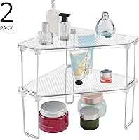 Vista 4 de mDesign Plastic/Steel Corner Stackable Rack, Storage Organizer Shelf for Bathroom, Vanity, Countertop, Sink, Cabinet, Holds Makeup, Shower