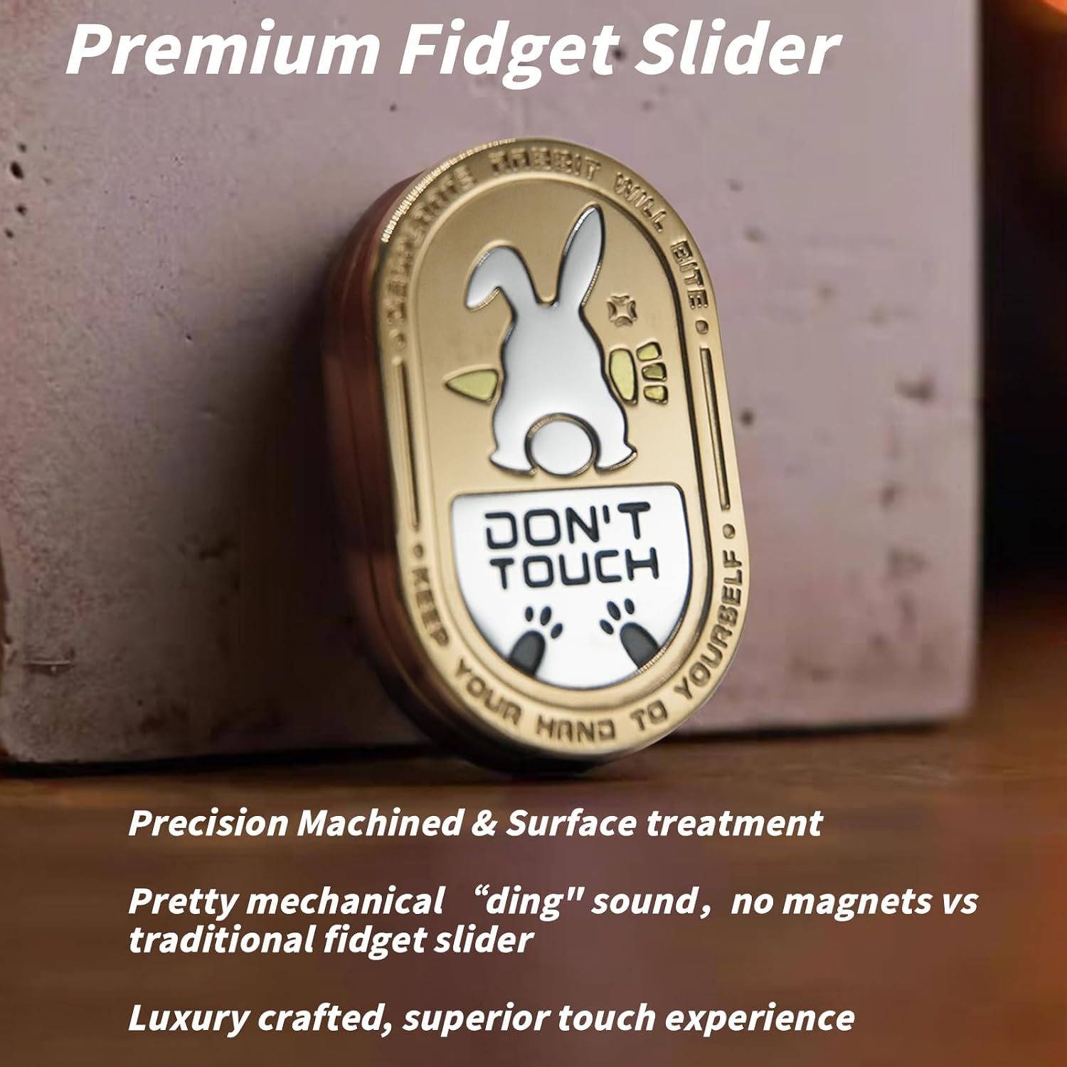 Fidget Toys Adults,EDC Premium Alloy Mechanical Fidget Toy, Rabbit Ding Ding Fidget Slider, Help Relieve Stress,Compact Portable Sensory Fidget Tool,Gifts for Adults (Rose Gold)