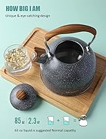 Vista 3 de Hervidor de té, BELANKO 85 onzas / 2.5 litros Hervidor de té silbante, Teteras para estufa de acero inoxidable de grado alimenticio con mango