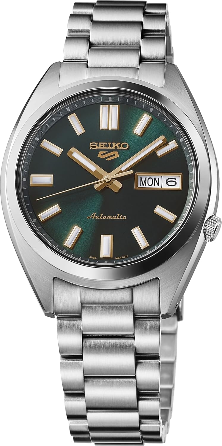 SEIKO 5 Sports Men's Automatic Watch with Stainless Steel Case and Luminous Hands - Stylish Wrist Watches, Green