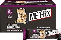 Vista 1 de MET-Rx Big 100 barras de proteínas colosales, Blueberry Cobbler, barras de reemplazo de comidas, 4