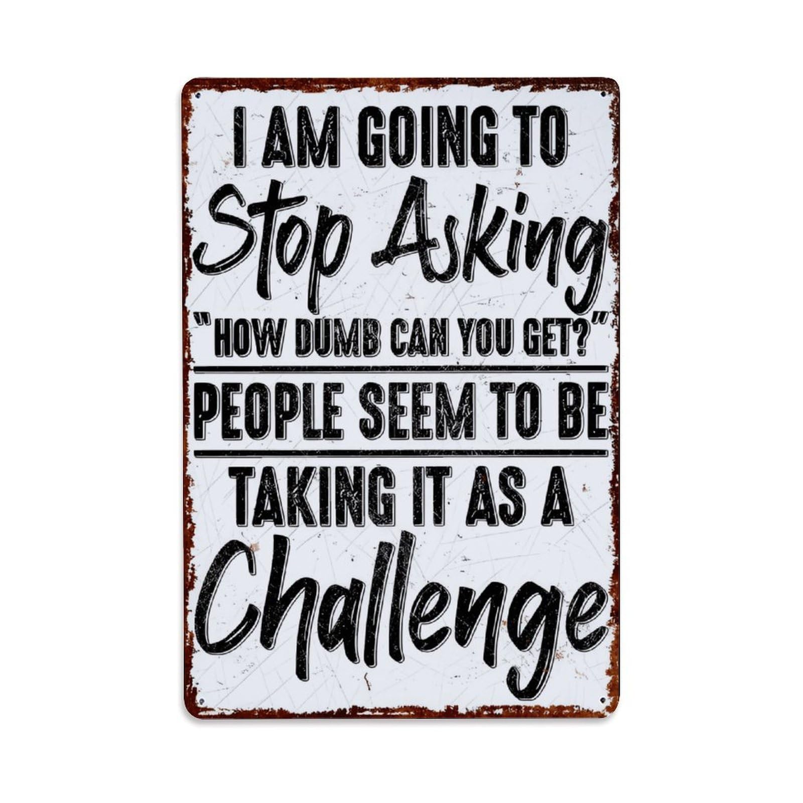 Ldfuieksufg Style Funny Sarcastic Challenge Quote Rustic Vintage Metal Sign Vintage Aluminium Metal Sign, Retro Wall Decor For Home, Bar, Garage & Farmhouse 30X20cm