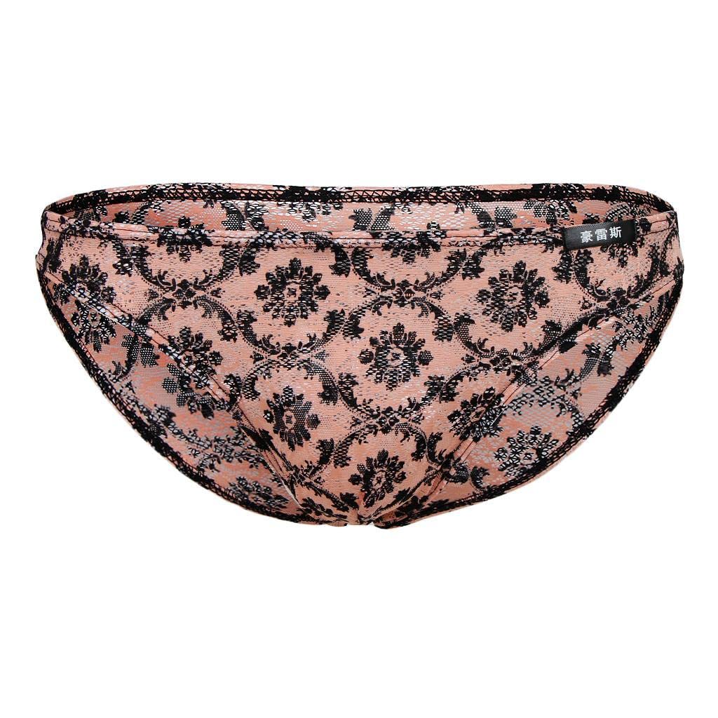 Sexy Sheer Floral Lace Panties Stretchy Low Rise Briefs Underwear L Orange-image-46