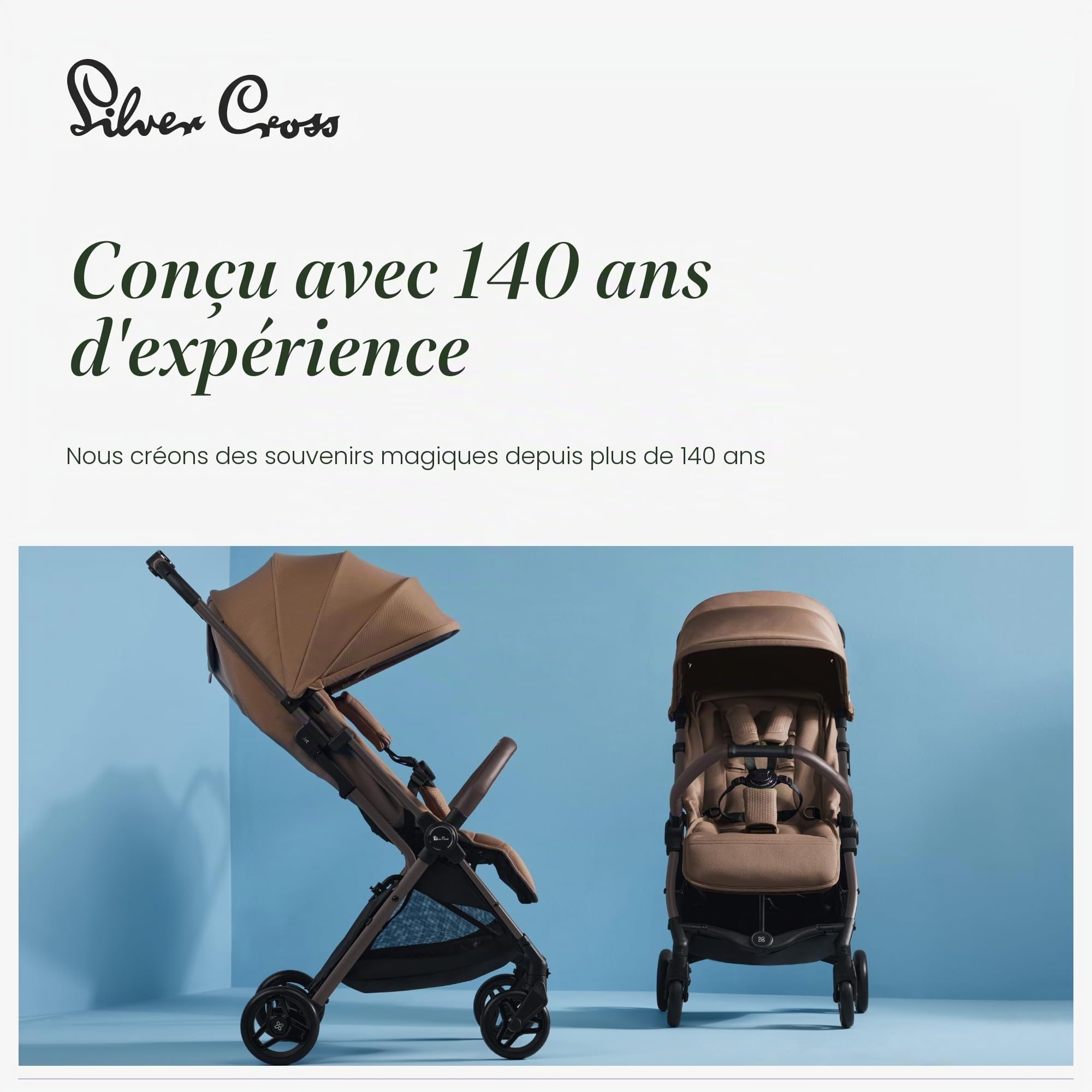 Silver Cross - Poussette compacte Jet 5 - Poussette de voyage - Poussette pliable et légère - Système de voyage - Taille cabine - Compatible avec siège auto (vendu séparément) - Nouveau-né à 4 ans