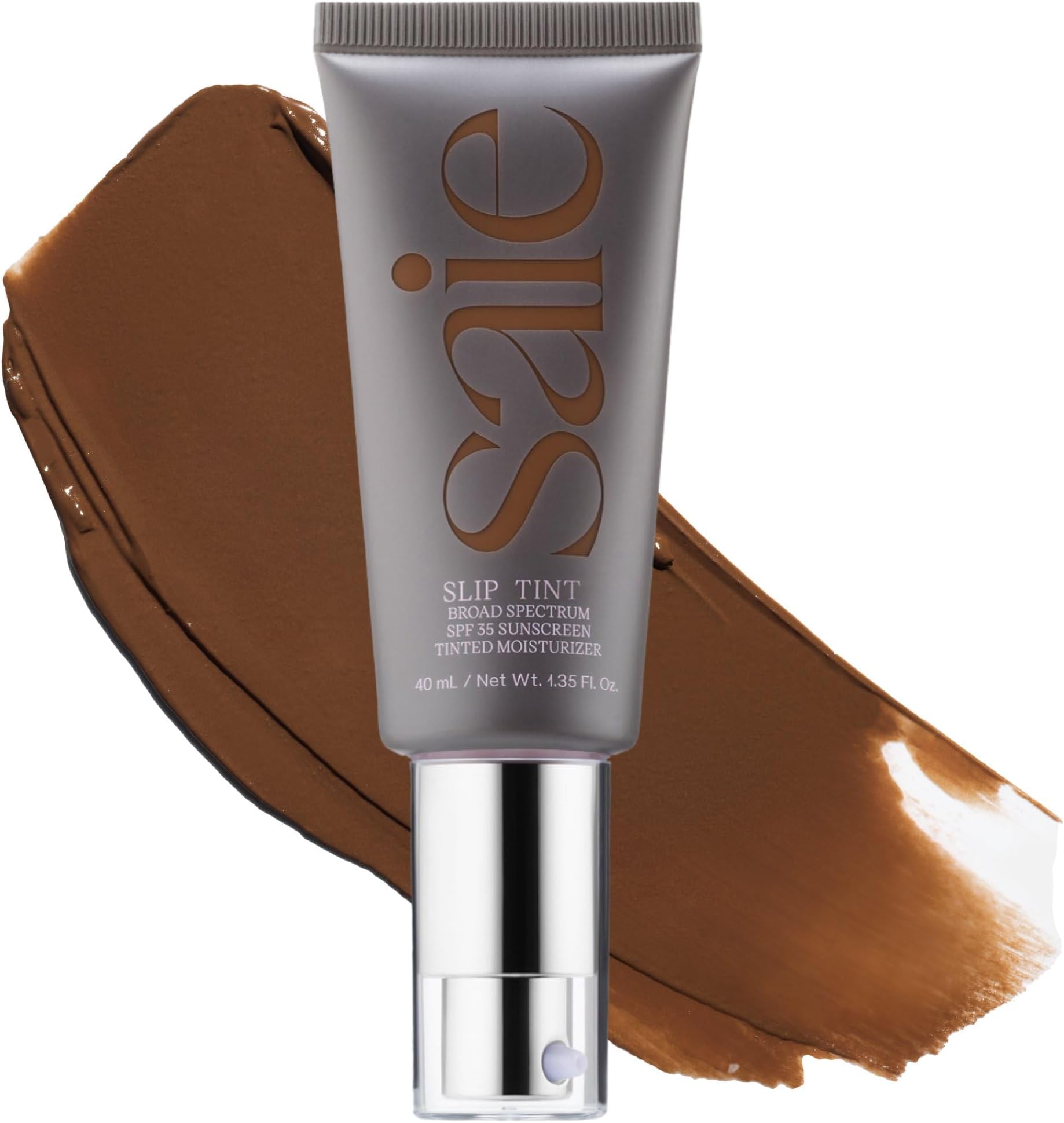 Saie Slip Tint Tinted Moisturizer with SPF 35 - Light Coverage, Glowy Skin Tint & Mineral Sunscreen for Face with Hydrating Hyaluronic Acid - Summer Makeup Essential - Shade Nine + Half (1.35 oz)