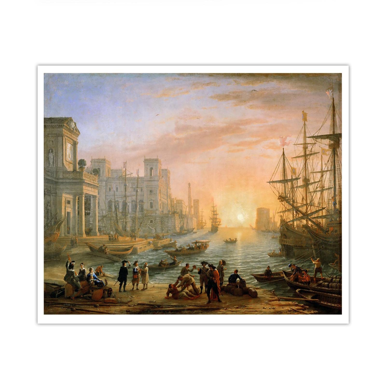 大迫力　夕暮れの海岸と町並みの絵画 大迫力 夕暮れの海岸と町並みの絵画 大迫力 夕暮れの海岸と町並み