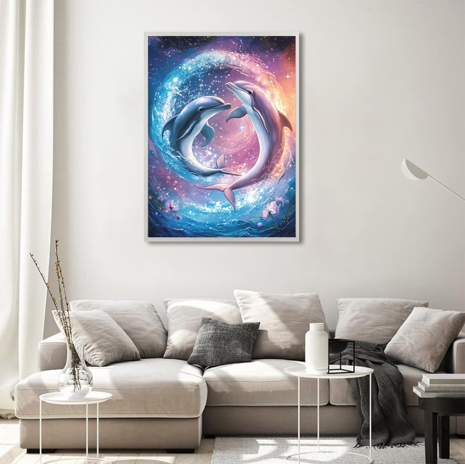 Diamond Painting Erwachsene Fantasie 5D Diamond Painting Delphin Muster DIY Set Erwachsene Anfänger Vollbohrer Diamanten Malerei Stickerei Bastelset für Zimmer Wand Deko Schlafzimmer 70x100cm,Model797