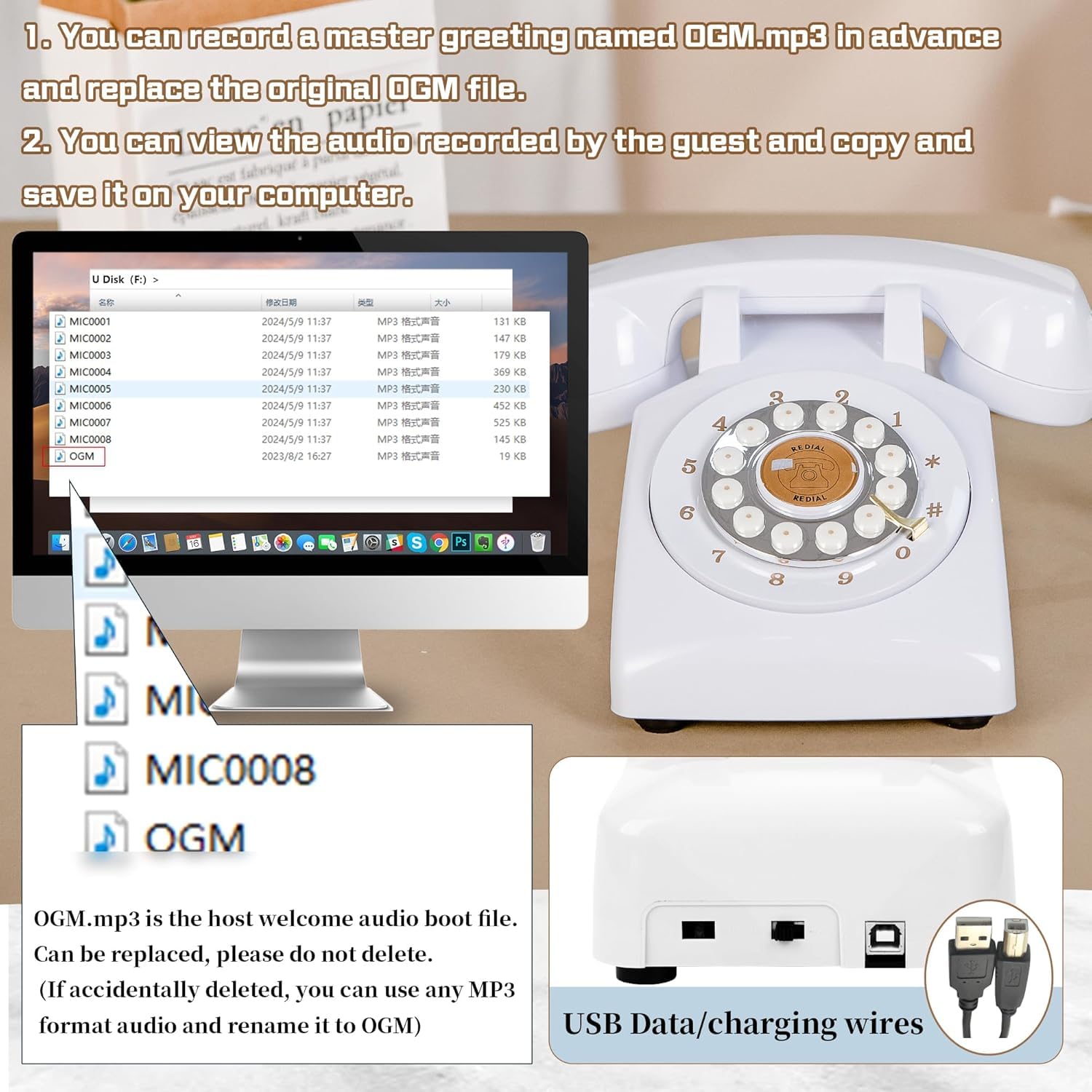 Libro degli ospiti audio per matrimonio (bianco + segno)
