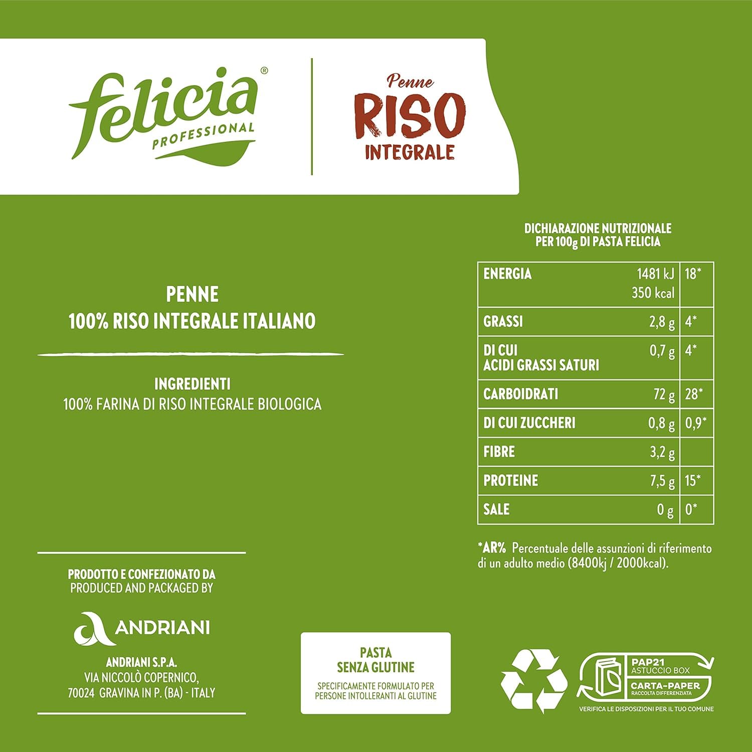Italian Gourmet Penne Rigate Pasta di riso integrale glutenfrei 14 x 340g