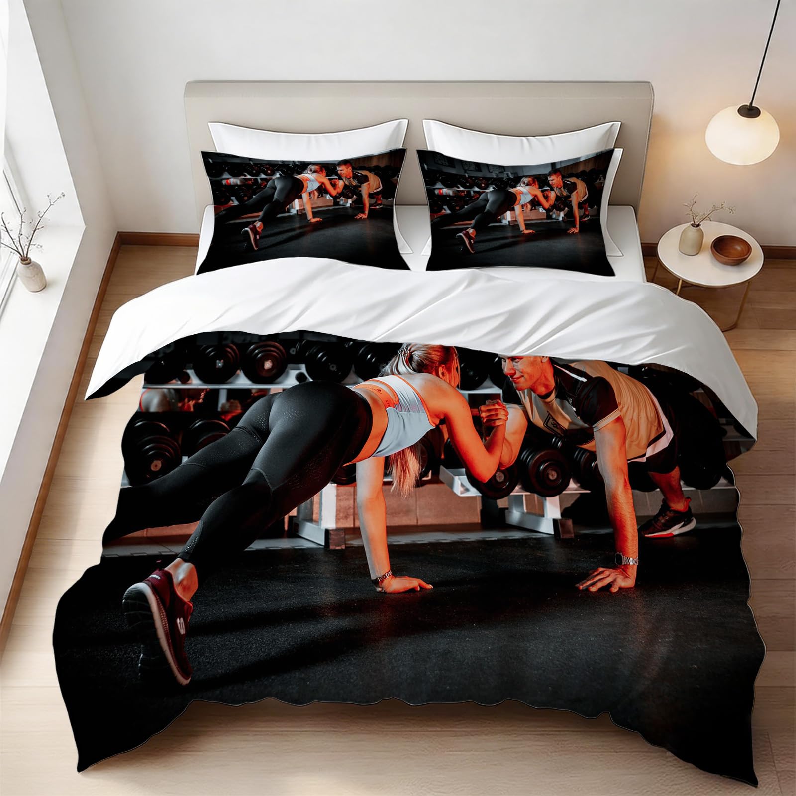 Housse de couette 220x240 cm microfibre douce anti-glissement lit