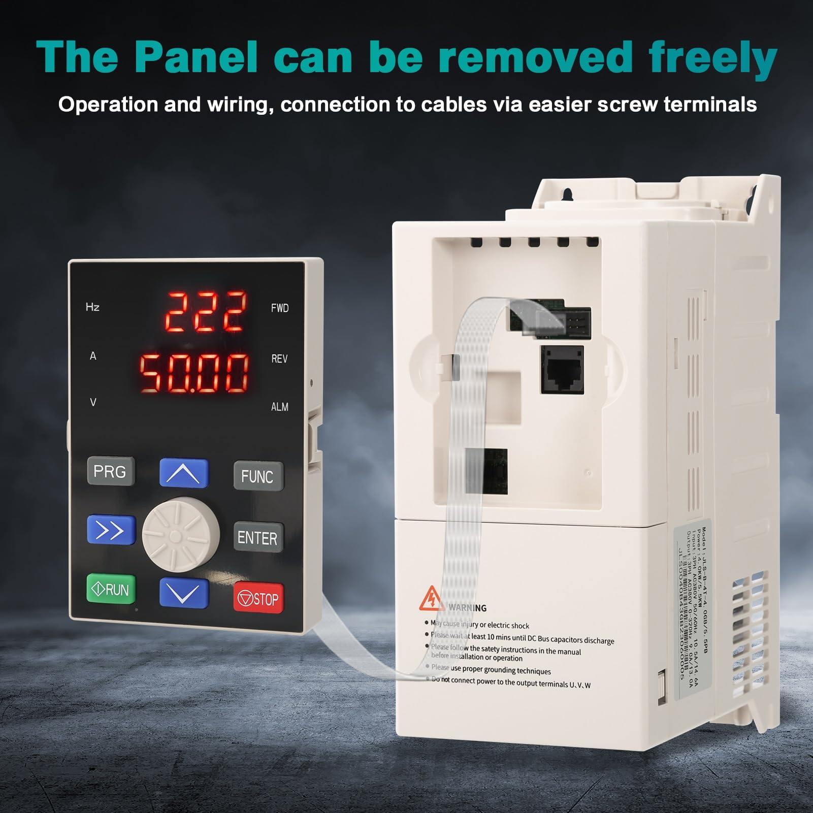 Frequenzumrichter 380V VFD Motordrehzahlregelung Drehzahlregler 380V Motor Dreiphasiger EIN und Ausgang CNC-Frequenzumrichter 4 kW mit 2 m Verlängerungskabel