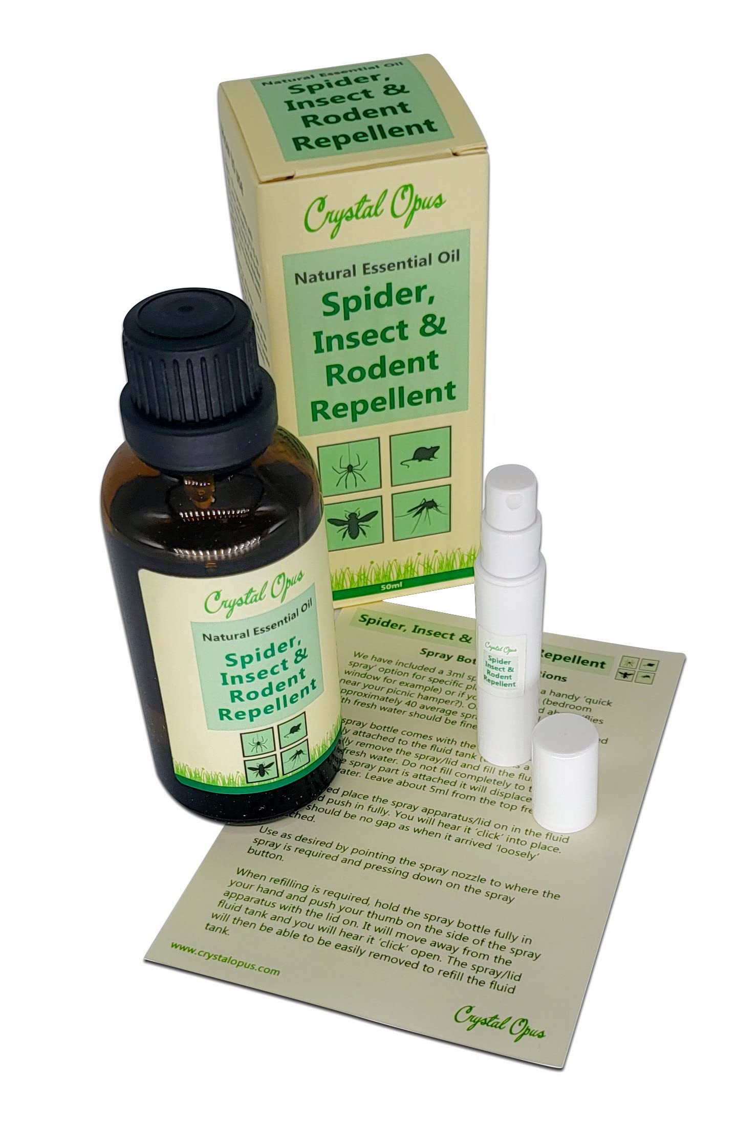 Spider, Insect & Rodent Repellent. Makes 30 Litre Spray. Handy Travel