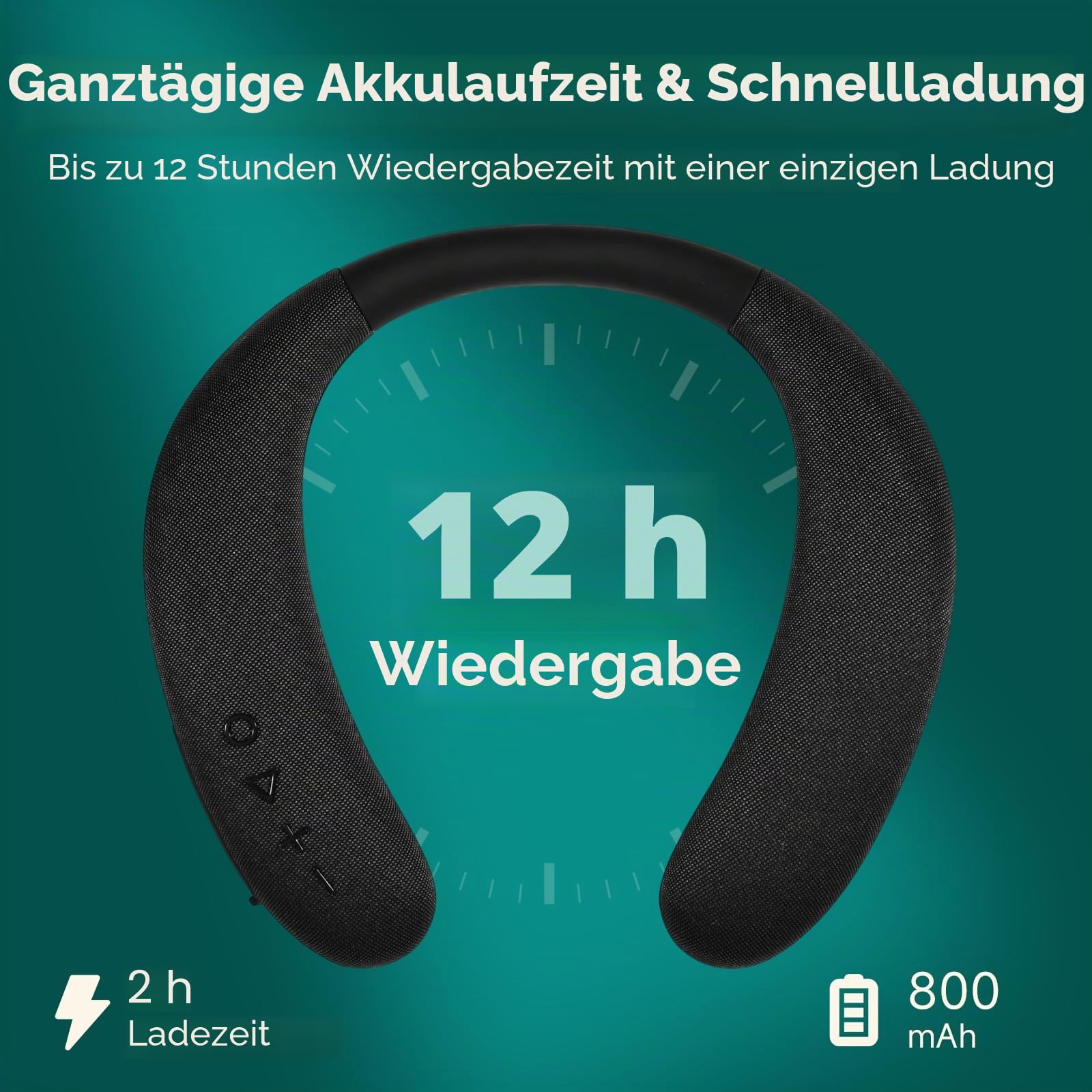 AURTEC Kabelloser Nackenlautsprecher, Bluetooth 5.4, tragbarer Nackenbügel-Lautsprecher, 12 Stunden Spielzeit, 3D-Surround-Sound, integriertes Mikrofon mit TF-Kartensteckplatz und AUX-Eingang