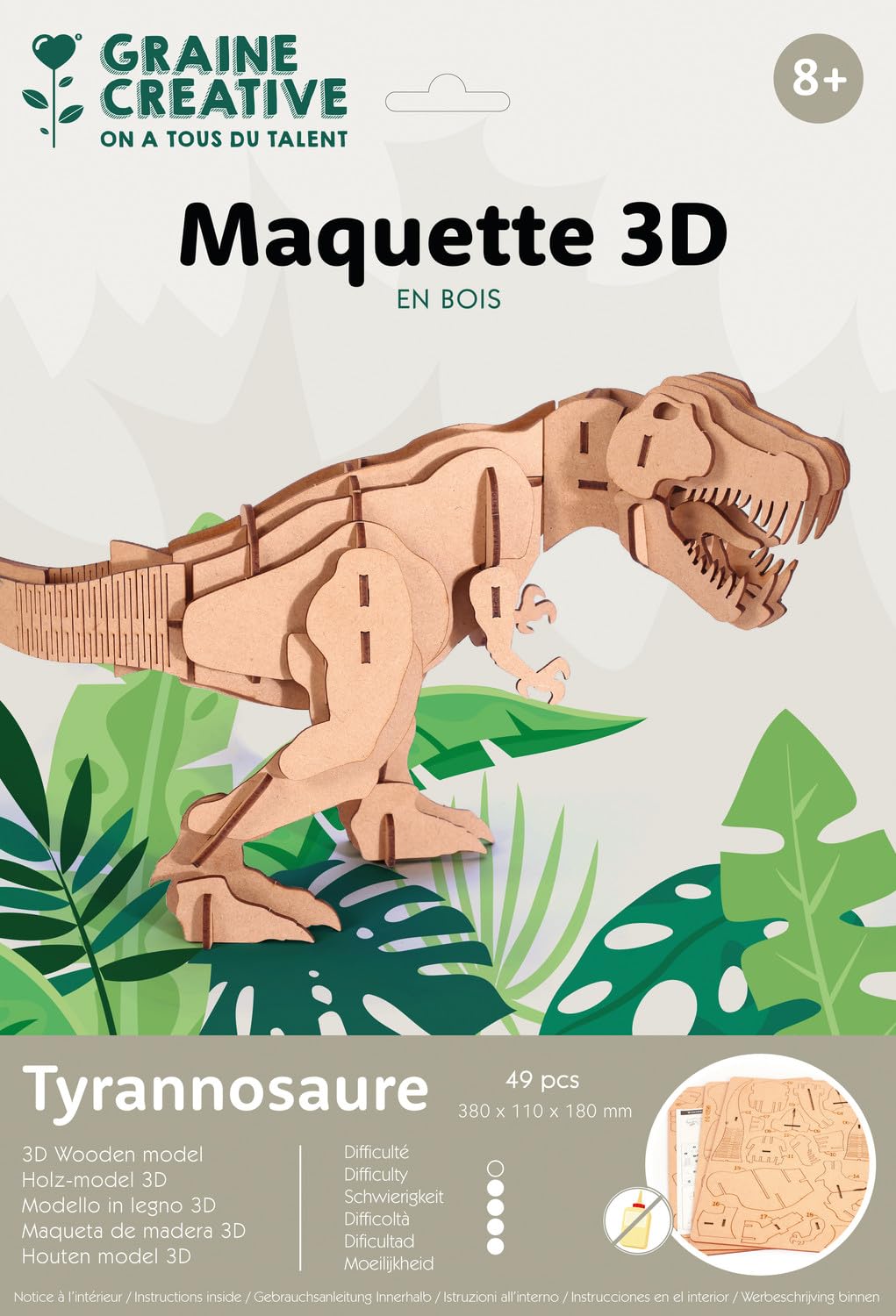 Maquette 3D en bois - T-Rex - 32 x 11 x 17 cm - 49 pcs