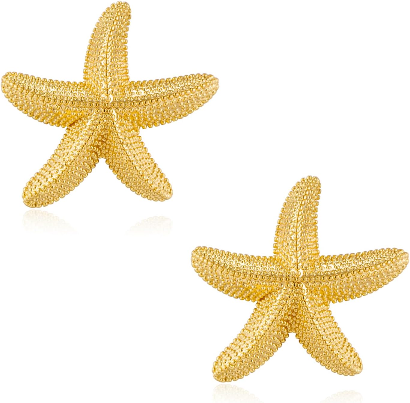 Worn Gold Conch Earrings And Starfish Earrings