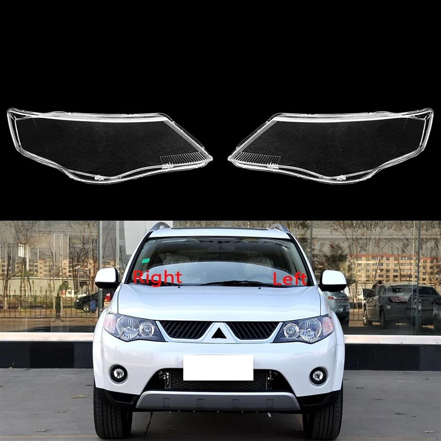 Car Headlight Lens Cover Compatible for Mitsubishi Outlander EX 2007 2008 2009 Headlamp Glass Lens Auto Shell Cover Transparent Lampshade Caps(1 pair)