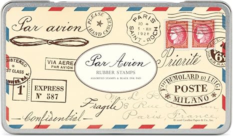 Amazon Co Jp Cavallini エアメールゴムスタンプ 詰め合わせ インクパッド付き 文房具 オフィス用品