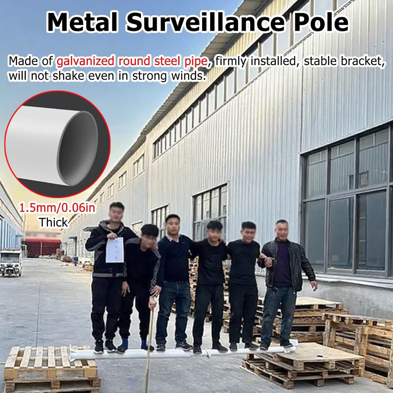 Palo per Telecamera di Sicurezza per Esterni, Supporto Universale per Telecamera di sorveglianza con 4 staffe, palo di sorveglianza Multiuso per Cortile/parcheggio 3.5m/11.4ft