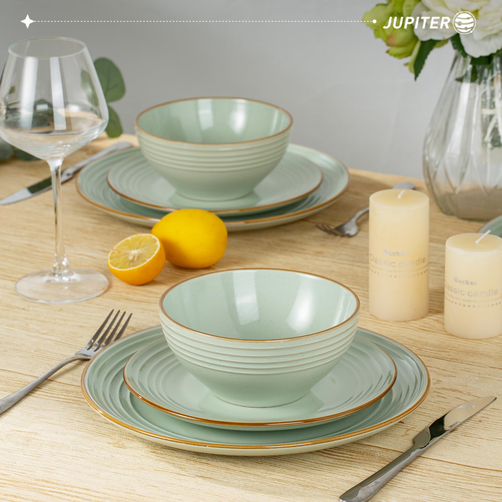 Famiware Jupiter Dinner Plates Set Of 6 - 10.5" Stoneware Plates, Microwave & Dishwasher Safe, Scratch Resistant