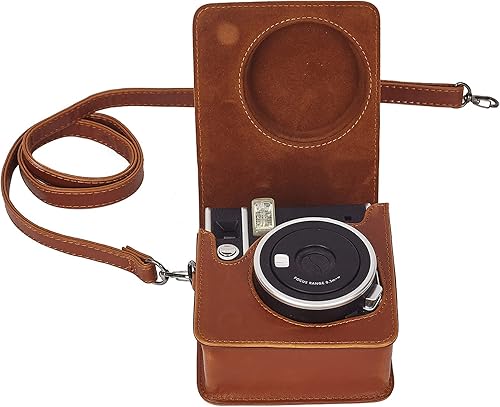 Miniatura 6 de Phetium Funda para cámara instantánea compatible con Instax Mini 40, bolsa de piel sintética con bolsillo y correa de hombro ajustable (marrón)