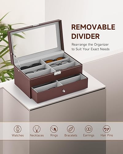 Miniatura 29 de Caja para anteojos de Co-z, organizador de anteojos, caja de almacenamiento con visualización Negro