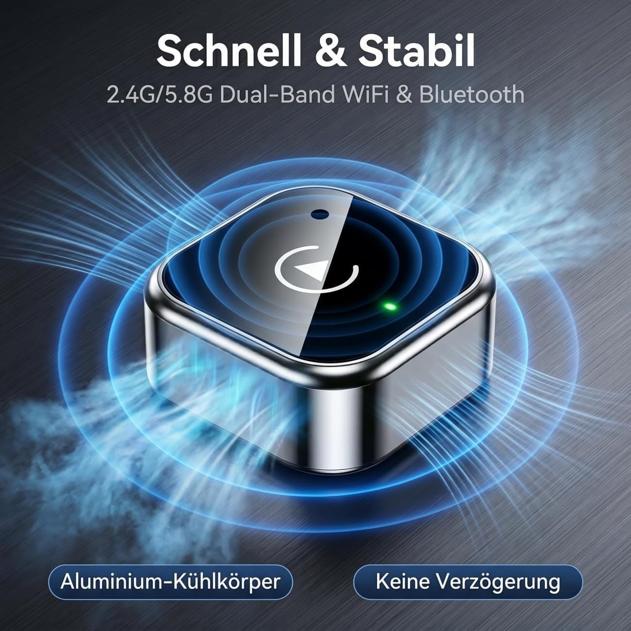 2 in 1 Wireless CarPlay Adapter, 5,8GHz Wi-Fi Niedrige Latenz, Stabile Verbindung für Verkabelte Werksautos