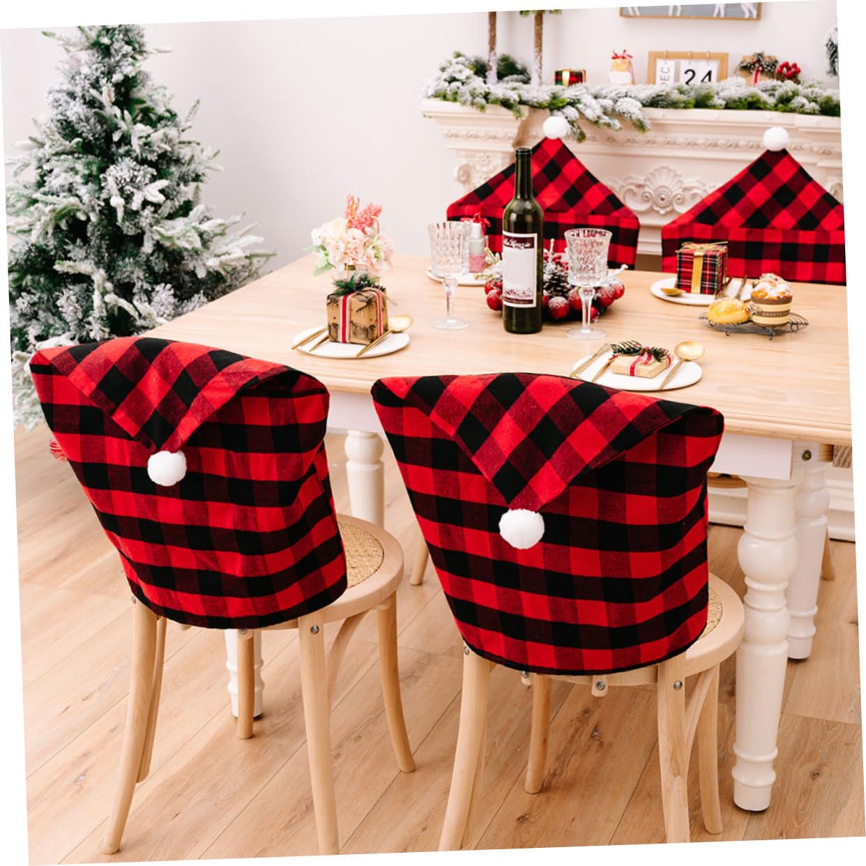 Cabilock 4 Pz Coprisedia Plaid Decorazioni Per Alberi Di Natale Decorazioni Decorative Coprisedie Natalizie Bianche Ufficio Per Cuscini Ornamenti Arredamento Tessuto