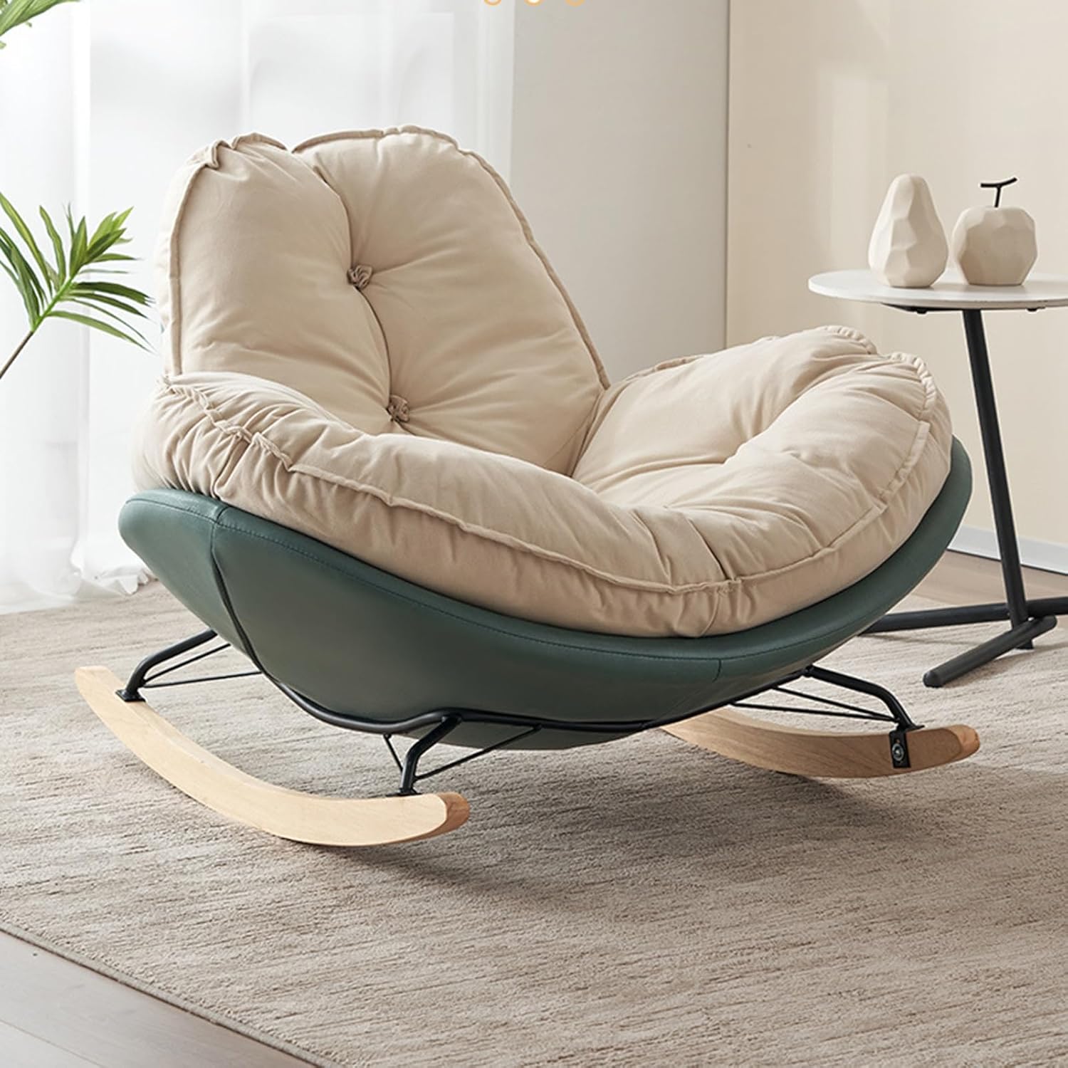 Rocker Glider Chair - Comfortable Rocking Accent Armchair for Nursing, Living Room, Bedroom, and Office - Perfect for Relaxation and Supportive Seating