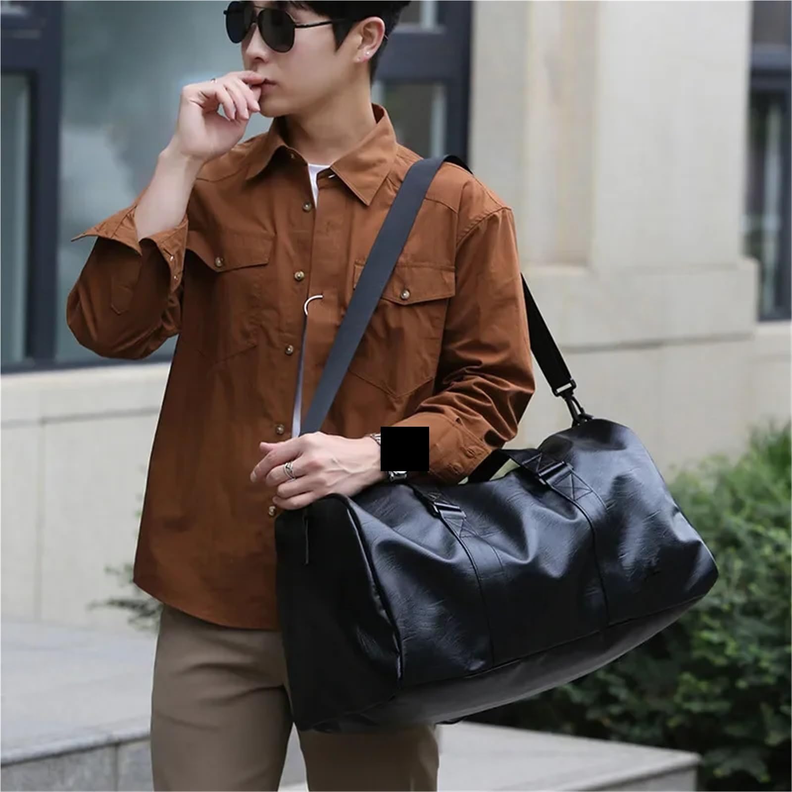Große Leder-Fitness-Umhängetasche für Herren Große Kapazität Reise Schultertasche Männer Frauen Weiche Leder Handtasche Sport Fitness Tasche(Color 2)