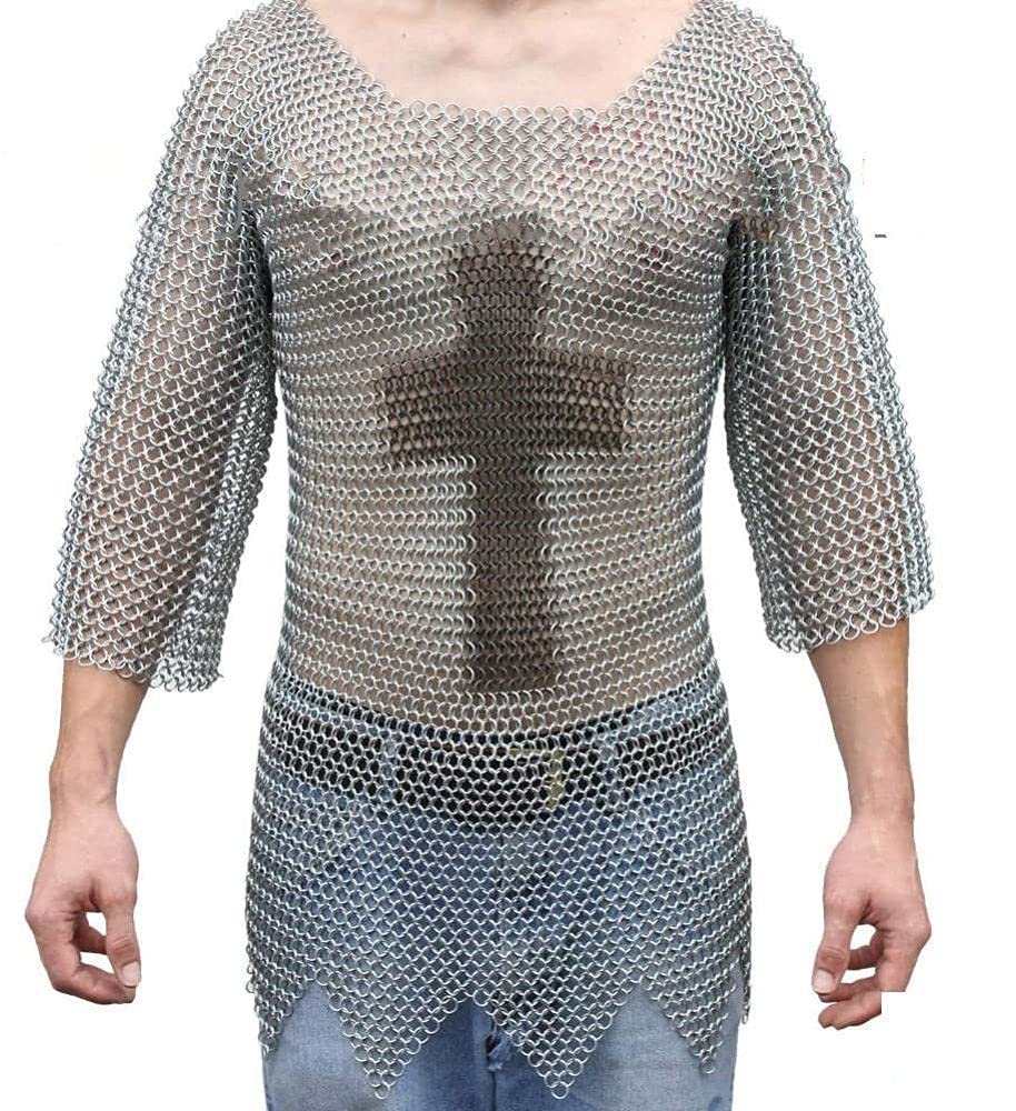 NauticalMart Legendary Medieval Templar Cross Halloween Chainmail Haubergeon