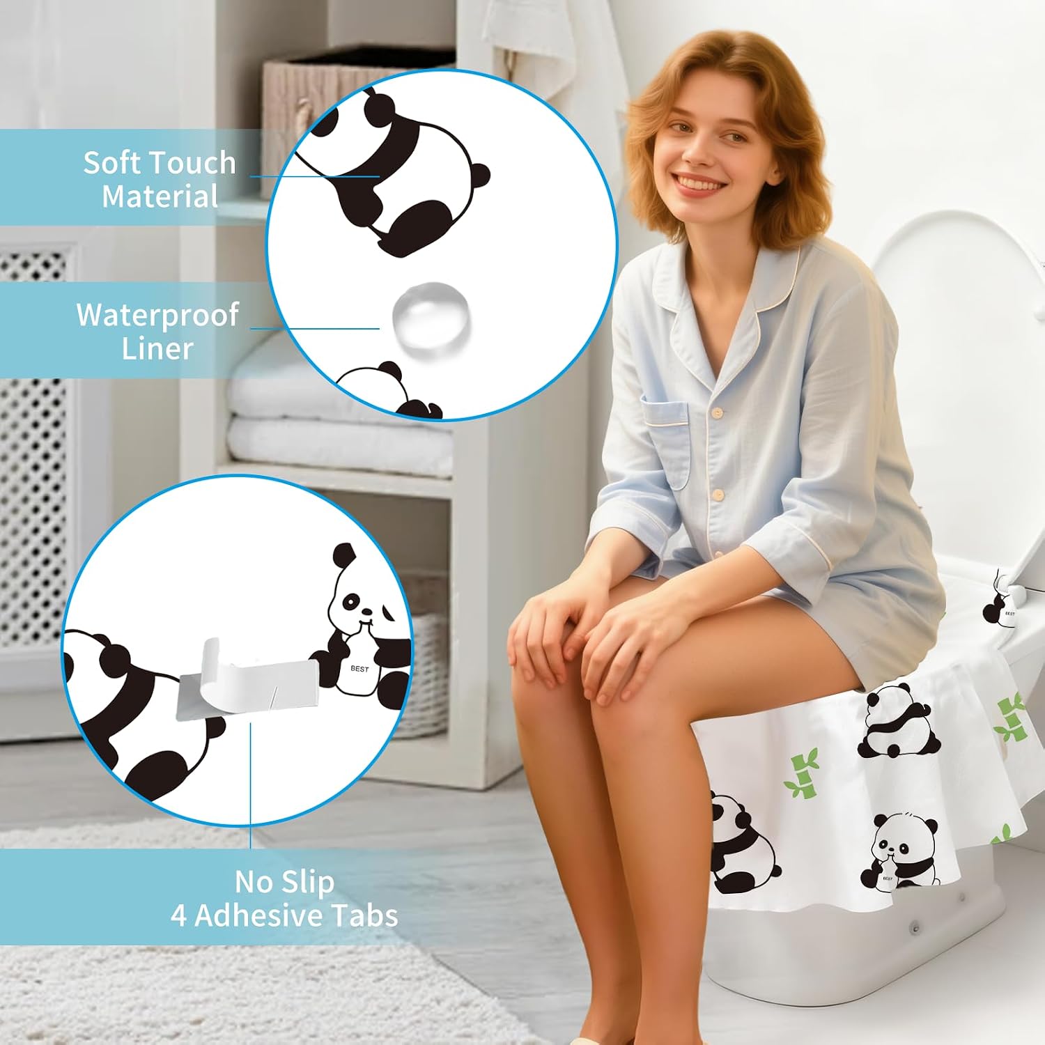 20 Pack Toilet Seat Covers Disposable, Waterproof, Ideal for Kids and Adults, Extra Large, Individually Wrapped, Toddlers Potty Training in Public Restrooms, Airplane, Trip - Panda Designs