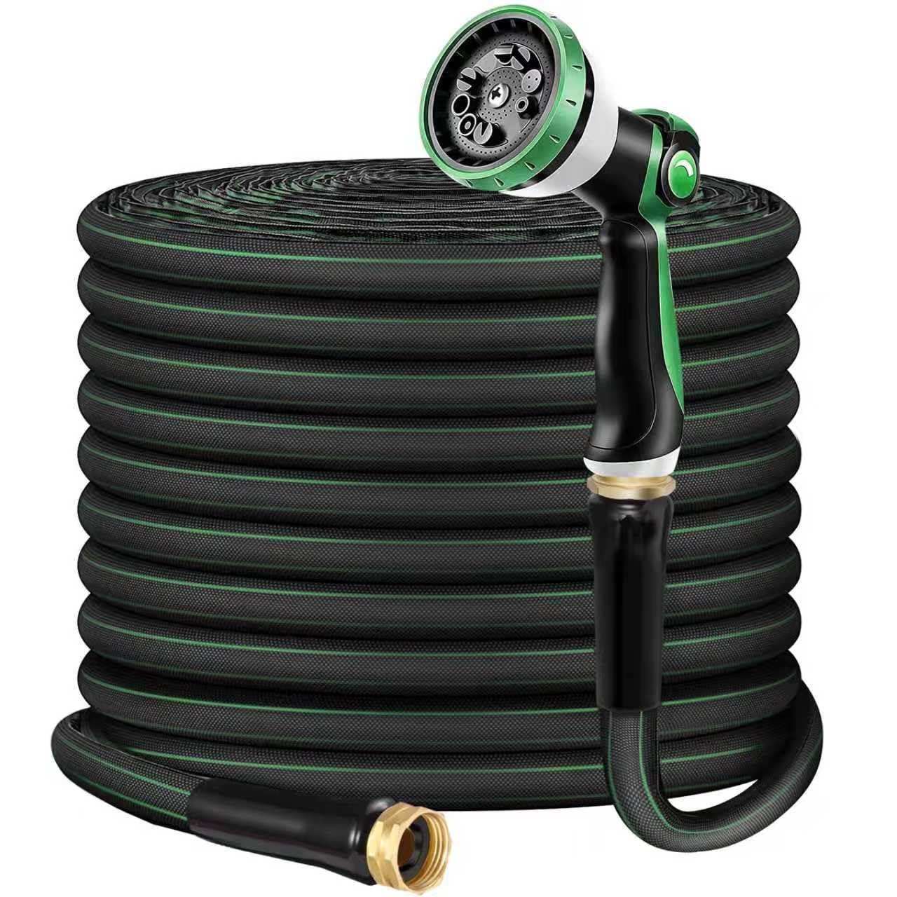 Photo 1 of 100FT Non-Expanding Garden Hose – Lightweight & Durable, Flexible, Burst-Resistant, Anti-Kink for Outdoor Use (Green)