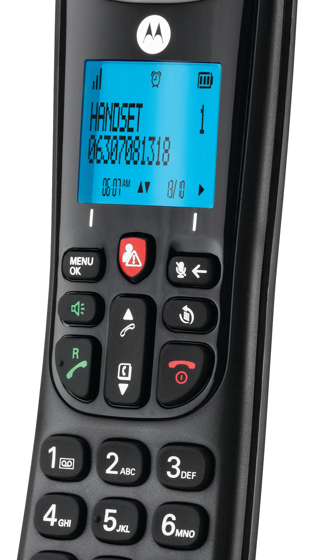 Motorola Voice - Telefono cordless digitale CD5001, blocco chiamate, amplificazione, vivavoce con altoparlante, modalità notturna - Bianco