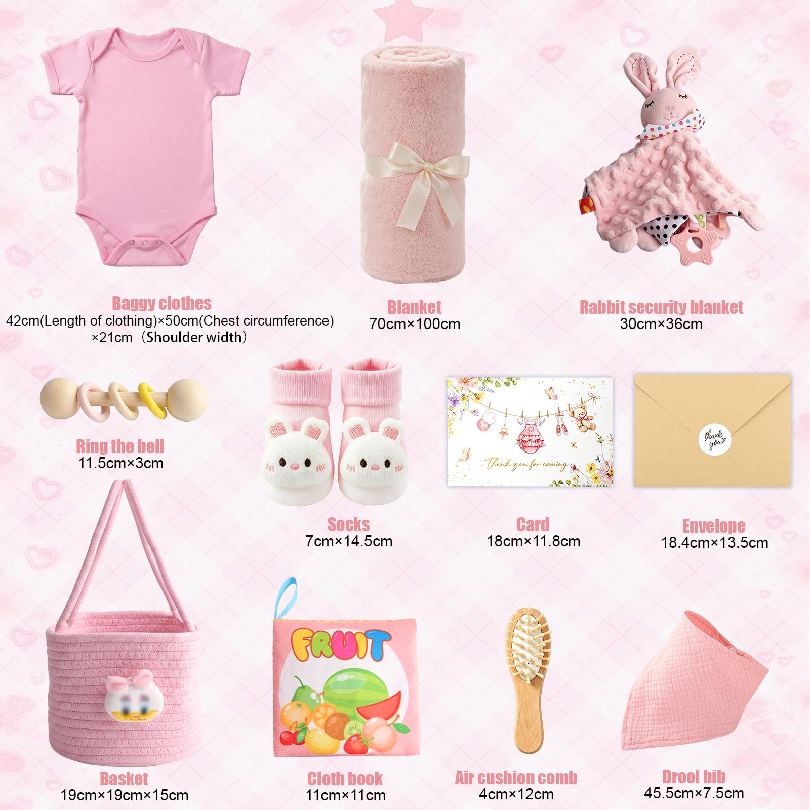 Set Regalo Neonato Femmina 10 Pezzi Regalo Nascita | con Copertina Bebè Peluche Doudou Sonaglio Libro in Tessuto Body Bavaglino e Calzini Perfetto per Baby Shower Battesimo
