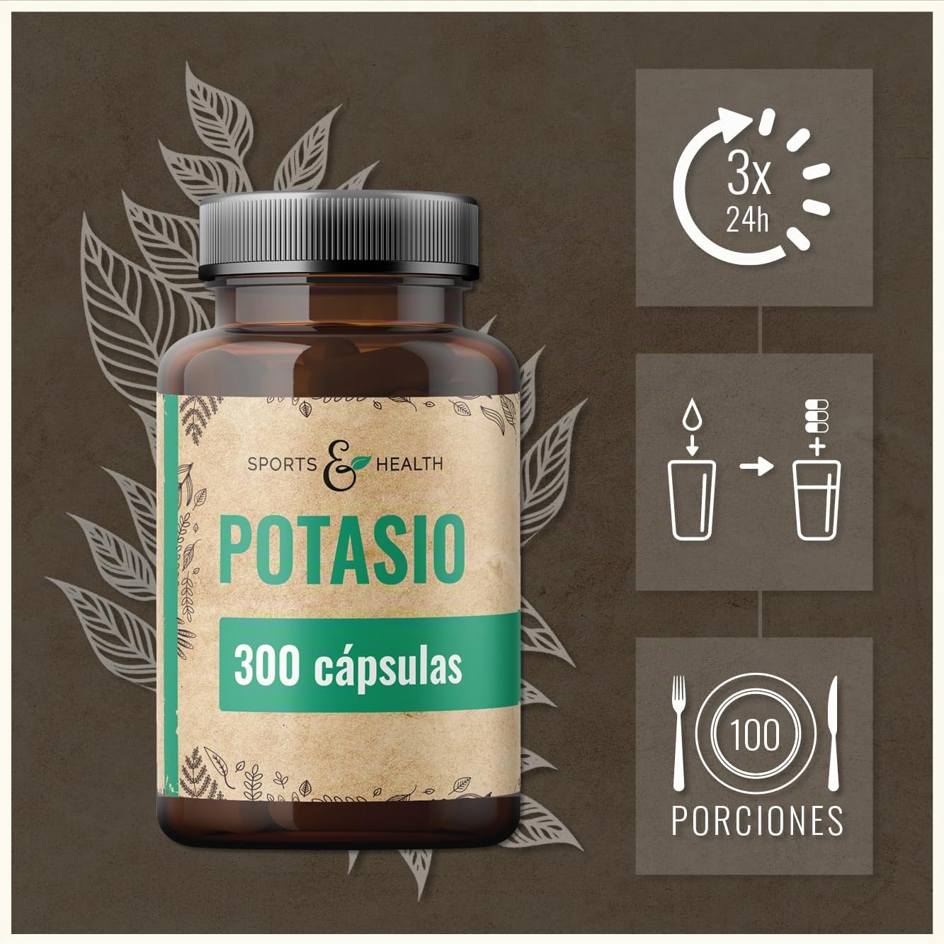 Potasio capsulas de Alta Dosis - 300 Cápsulas - Vegano - 616,5 mg de Citrato de Potasio por Dosis Diaria, Potassium Citrate