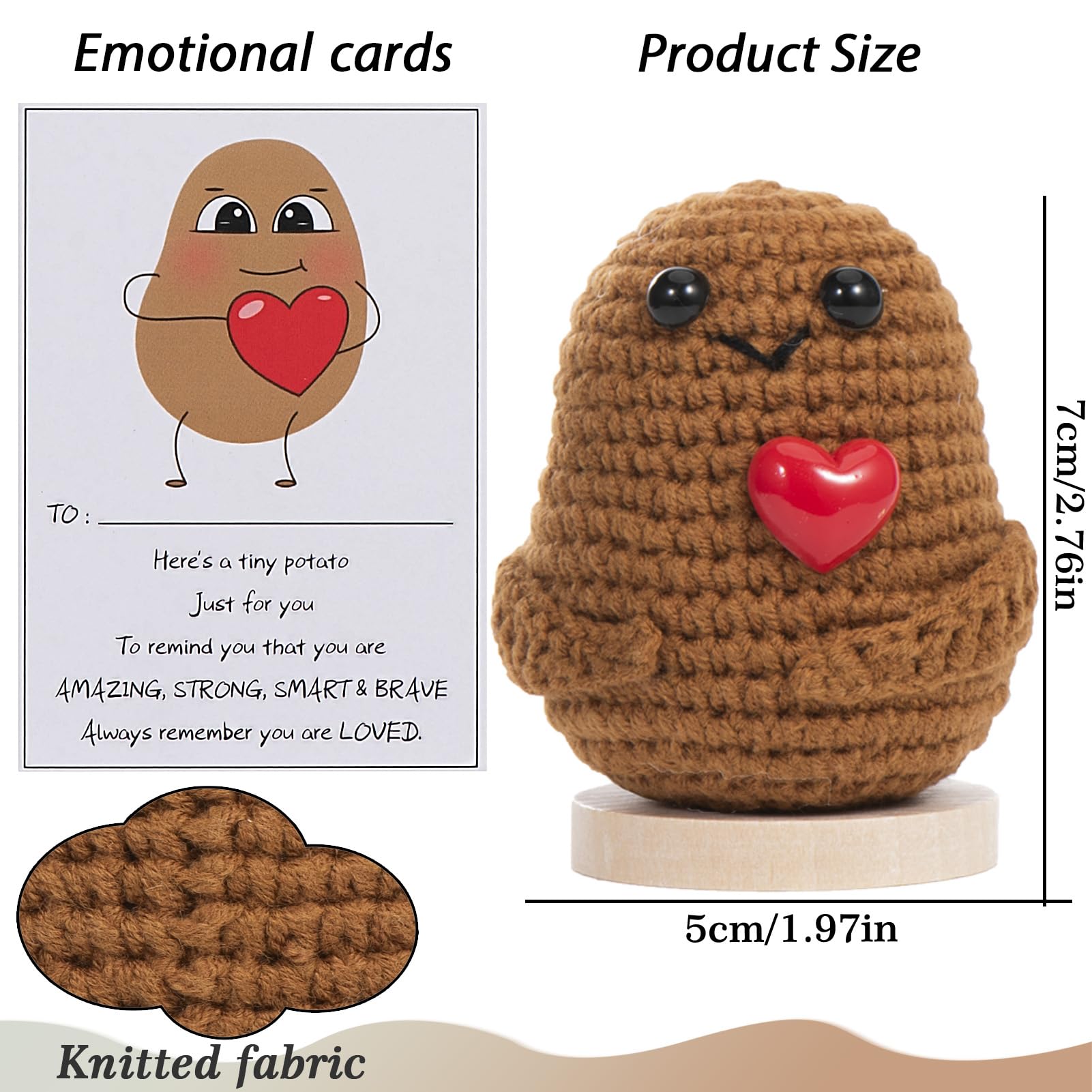 XBOCMY Pocket Hug Positive Potato, Gifts for Boyfriend, Funny Gift for Girlfriend, Motivational Gifts, Small Lucky Charm Best Friend, Small Hug Pocket Hug Potato Lucky Charm