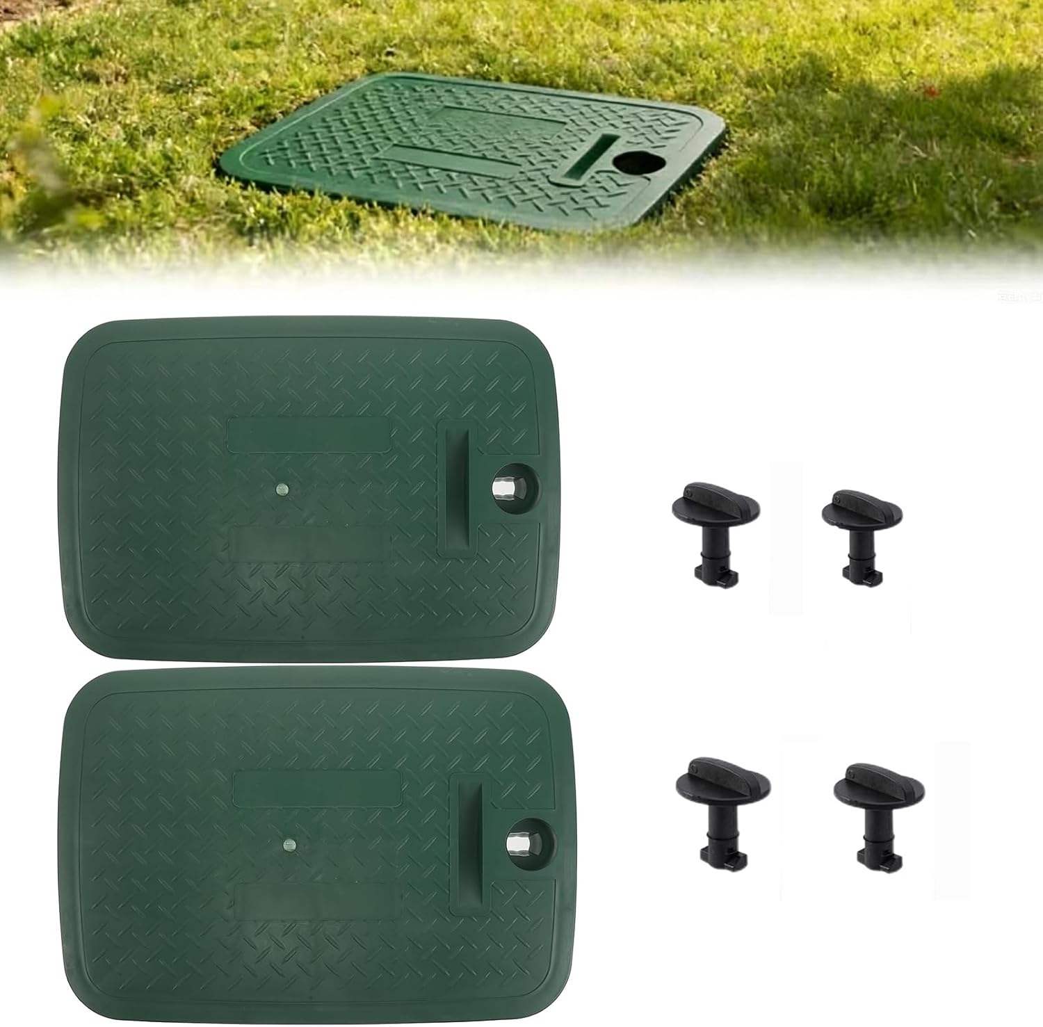 12 x 17 Inch Irrigation Valve Box Cover, 2 Pack, 4 Plugs