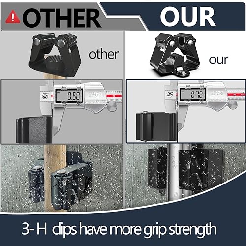 Miniatura 2 de 3-H Soporte de pared de acero inoxidable, 12 unidades, organizador de trapeador resistente, almacenamiento de escoba montado en la pared con montaje