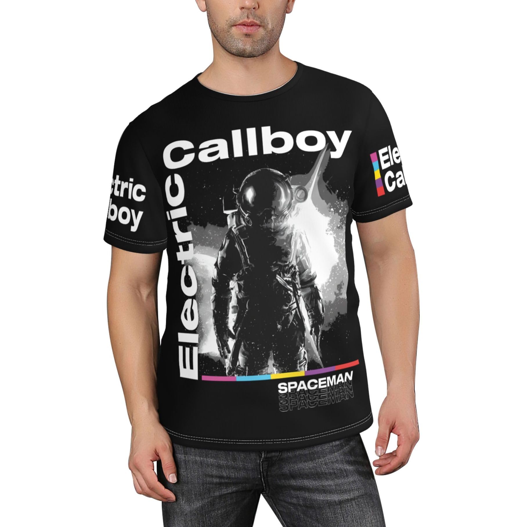 Tzvehafya Men's A-11 Callboys Music Band Electric T-Shirt Stylishprinted Short Sleeve Shirt Casual And Versatile Suitable For Multiple Scenarios Multicoloured Xl