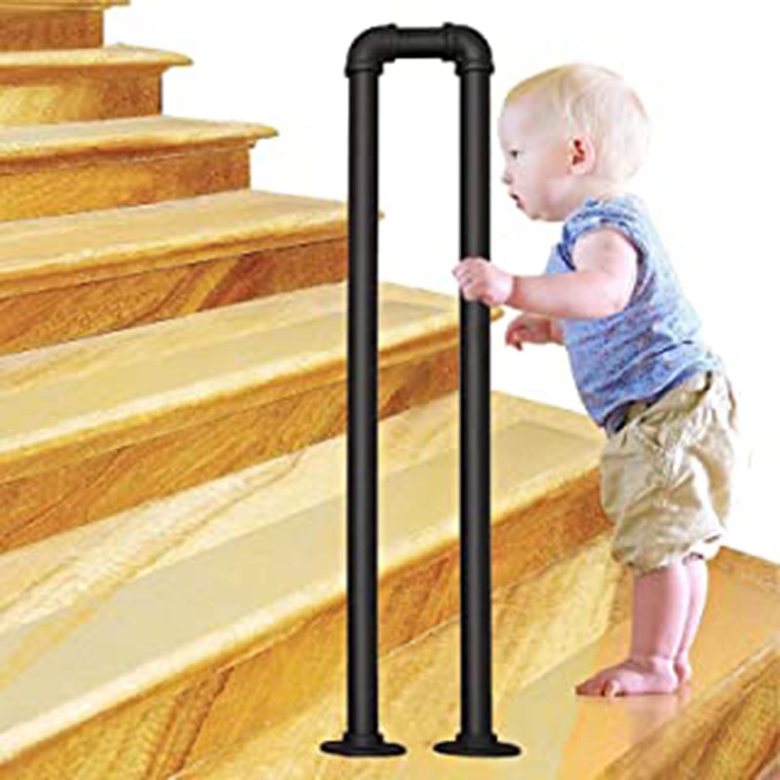 FKXSXAZ U-Shaped Staircase Handrails, Wrought Iron Decorative Grab Bar, Stair Railing Floor Mounted, Corridor Safety Non-slip Support Railing, 35-100cm, 1pcs(Size:100cm/39.4in)