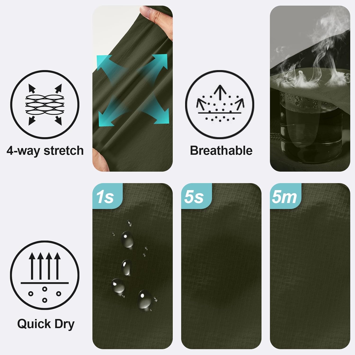 Hiking Pants Men Convertible Quick Dry UPF 50 Lightweight Zip Off Safari Fishing Travel Cargo Trousers - Image 8