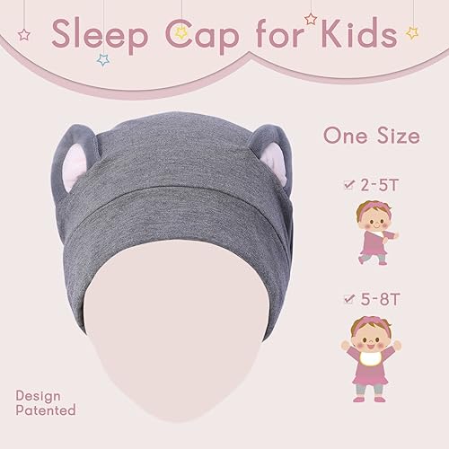 Miniatura 2 de Hat Hut Gorro de satén de seda para el cabello, gorro de dormir para cabello rizado, gorro ajustable con forro de seda con orejas