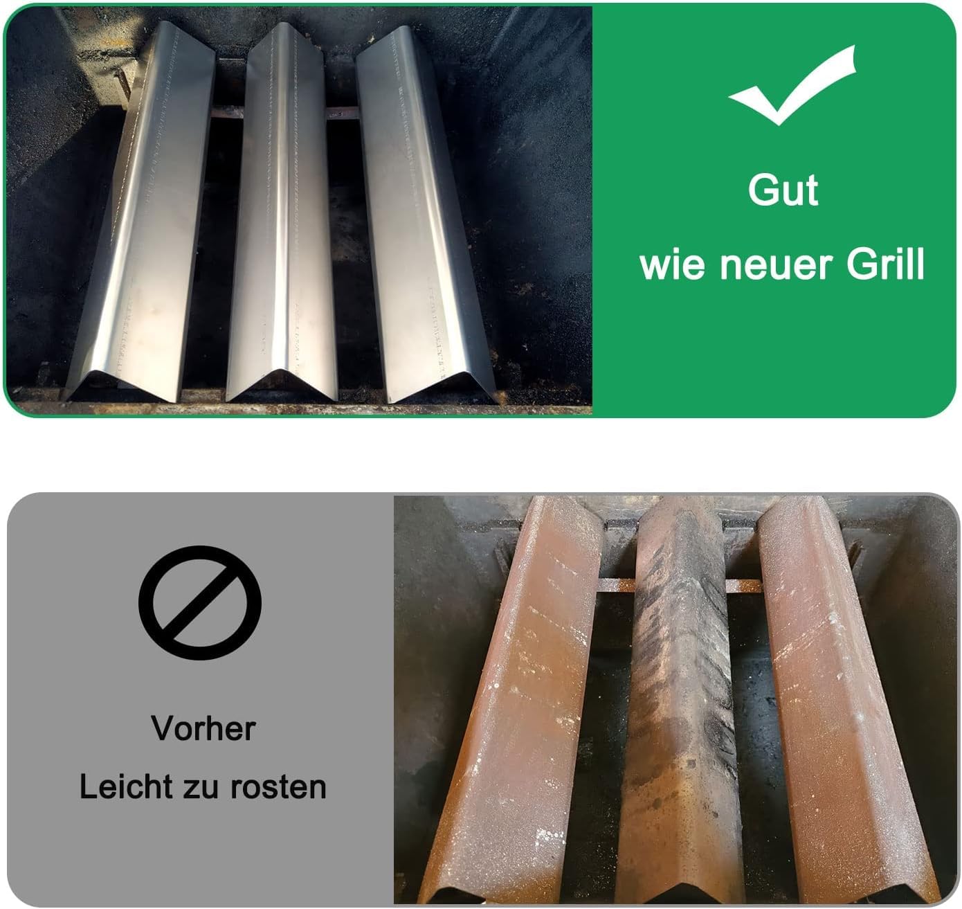 WELL GRILL Części zamienne do grilla ze stali nierdzewnej do grilla gazowego Weber Spirit I & II 200, Spirit E210, S210, E220, S220, S220, 7635 Flavorizer Bars, osłona palnika, palnik 69785 i ruszt do