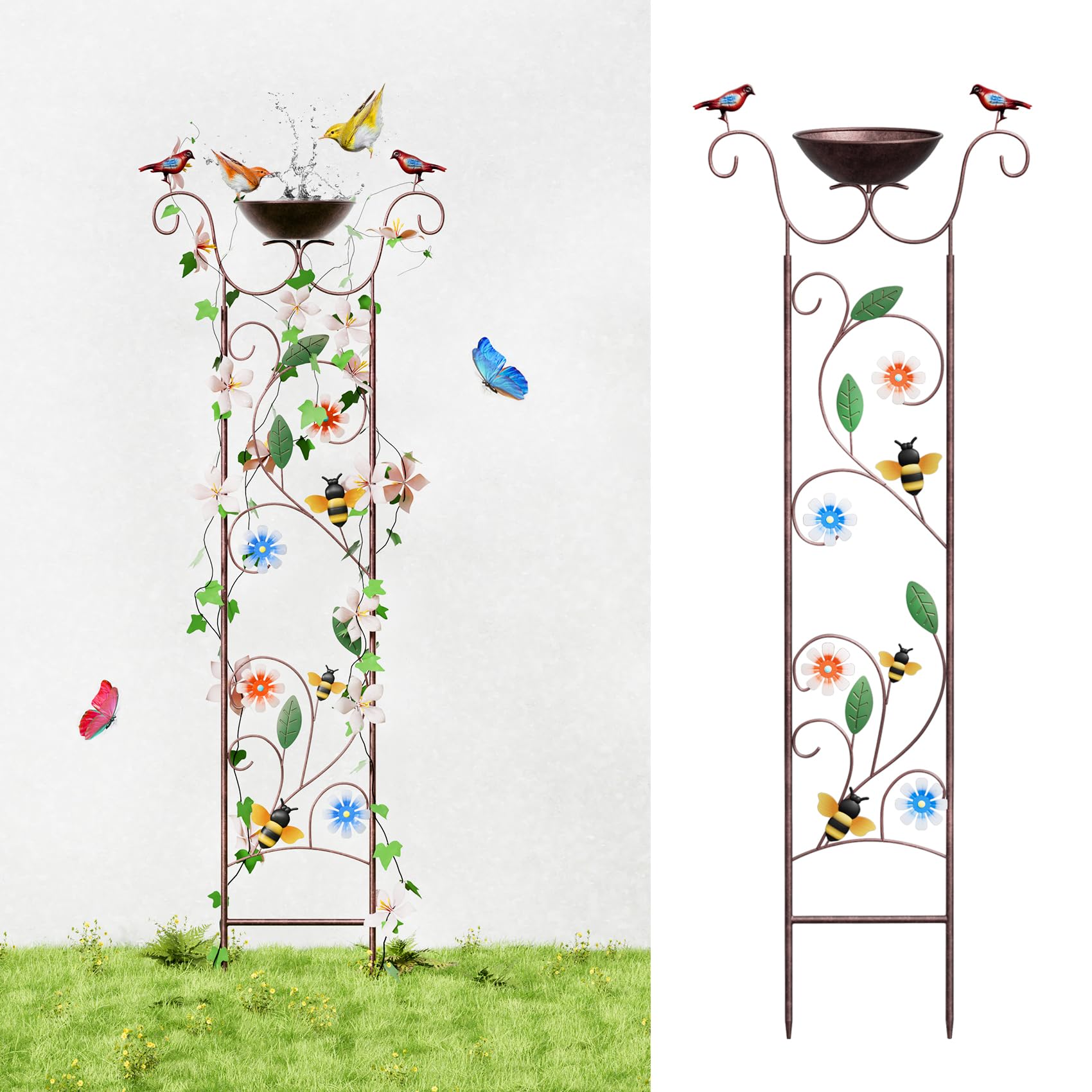 Glirops Trellis Bird Bath with Honeybee Design