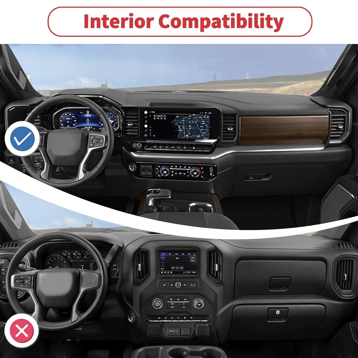 Aluminum Dash Control Knob & Switch Covers Kit for 2022-2026 Chevy Silverado 1500 LT & Up, 2024-2026 2500HD/3500HD LT & Up (6Pcs Black) - Switch Knob Covers, Metal Dashboard Upgrade Accessories