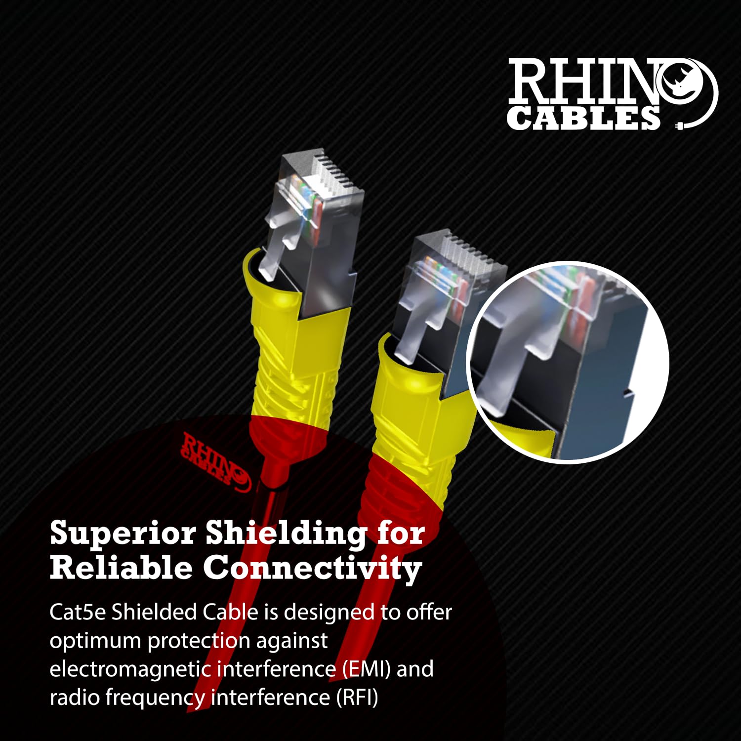 rhinocables Cat5e Snagless Pro-Grade Ethernet Cable - Shielded FTP RJ45 Lead with LSZH Jacket, Yellow, 3m - Image 2